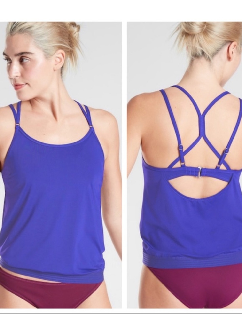 Athleta Black Strappy Tankini Top. Size 36B/C